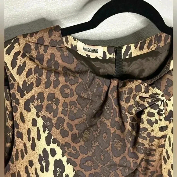 NWT Moschino Leopard Print Bow Wool Sheath Dress Size 8 - Picture 7 of 9